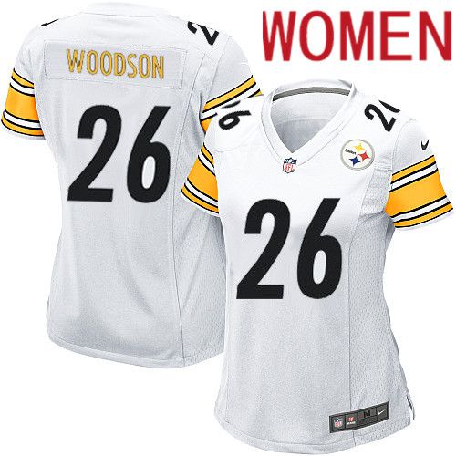 Women Pittsburgh Steelers #26 Rod Woodson Nike White Game NFL Jersey->women nfl jersey->Women Jersey